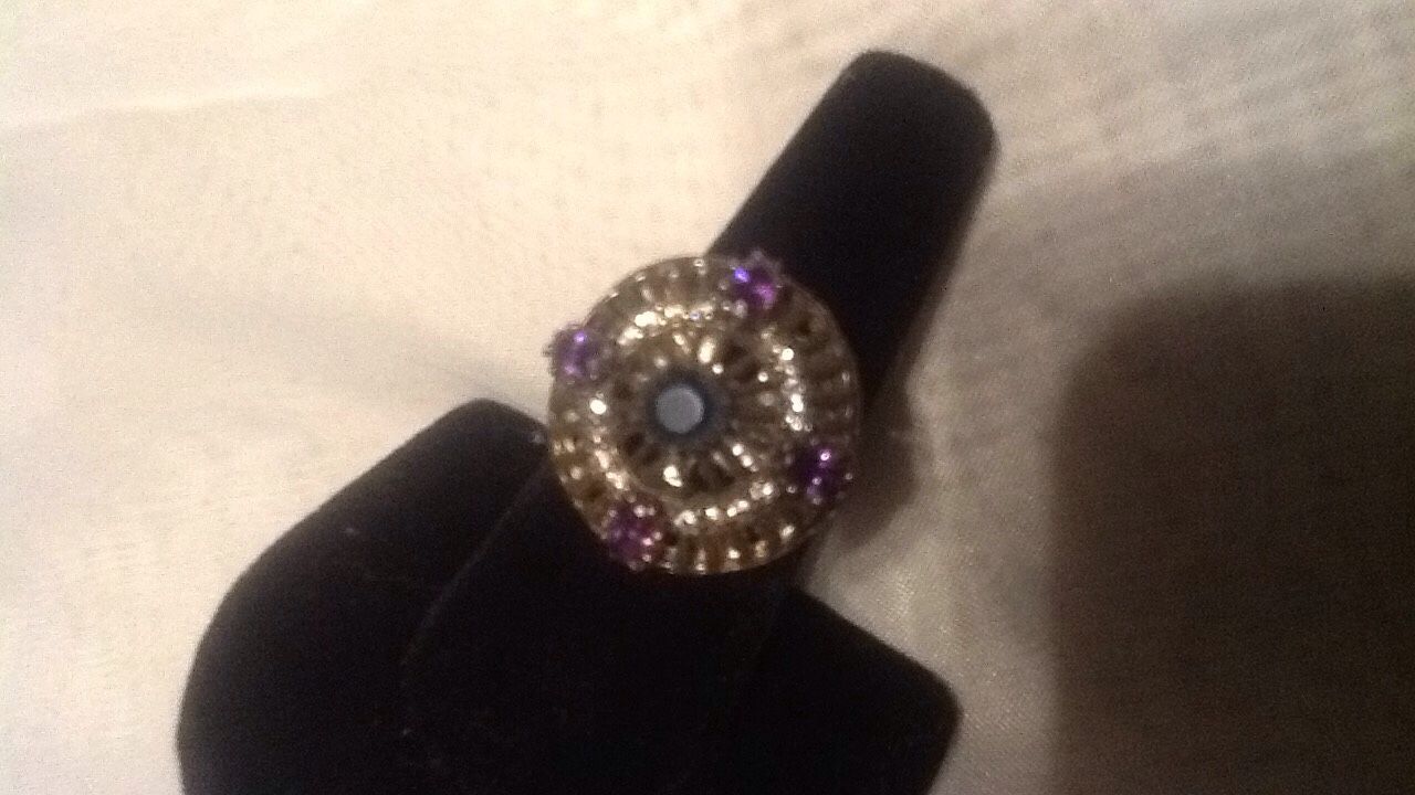Amathyst sapphire, white topaz ring