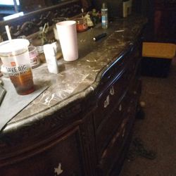 Dresser And Wooden Mirror 