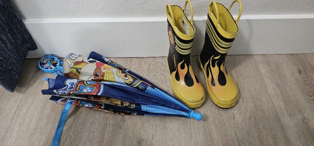 Raint Boots And Umbrella Toddler