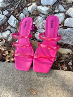 Abound Hot Pink Jelly Strap Heeled Sandals