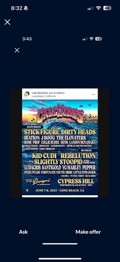 2 Tickets Cal Vibes -