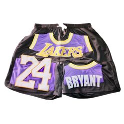 Stitch Nba Kobe Bryant Jersey Los Angeles Lakers Basketball Shorts Size LARGE