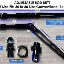 Fishing Rod Adjustable #2 Bent/Straight Butt Black