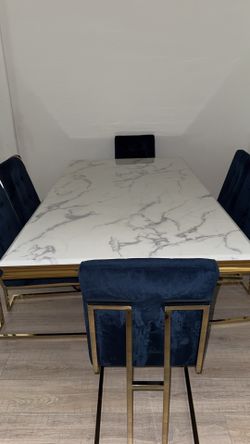 Marble Dining Table And 6 Chairs