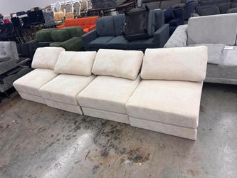 Cream Corduroy Modular Sectional Sofa