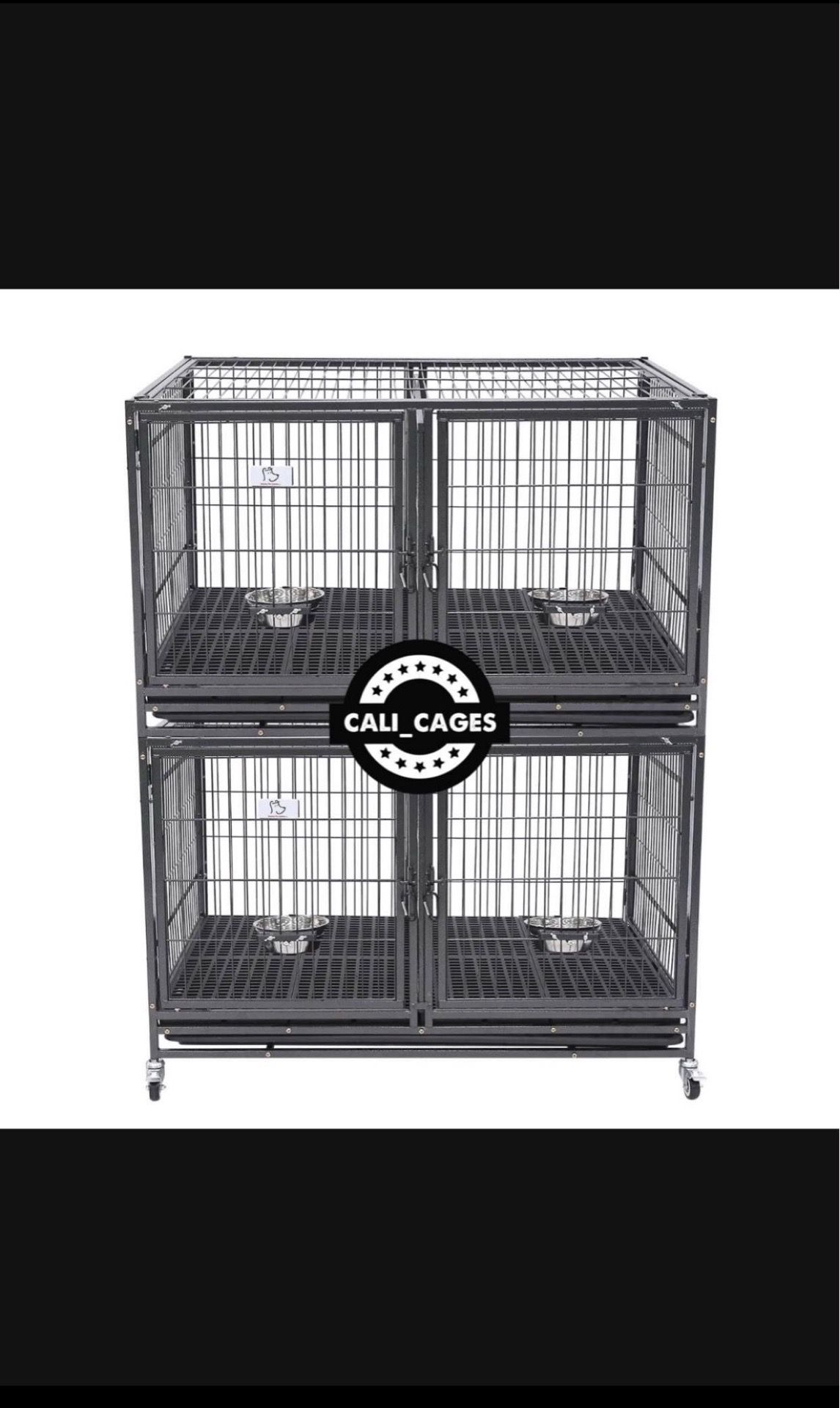 Double stacked dog pet cage kennel size 43 with divider and feeding bowls new in box 📦