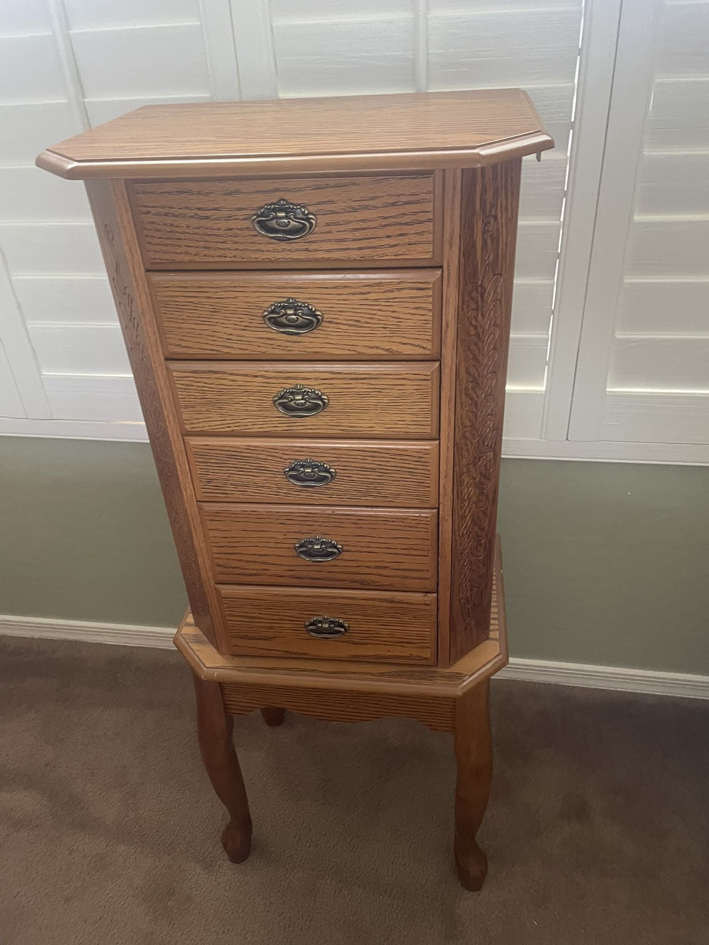 Jewelry Armoire, Oak, Solid, Great Condition