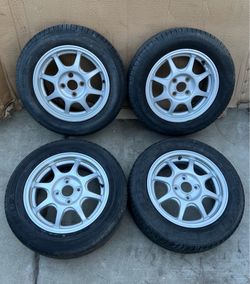 Rims Honda Civic HX 14" OEM Factory Original made by Enkei Wheels CRX EF EG EK VX DA DC  Rare! Hard to find! AS-IS 1 bent rim, 3 straight