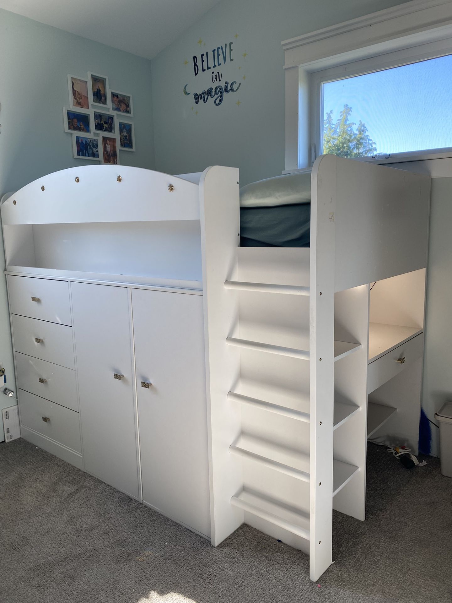 Twin Loft Bed- With Dresser, Desk And Fort