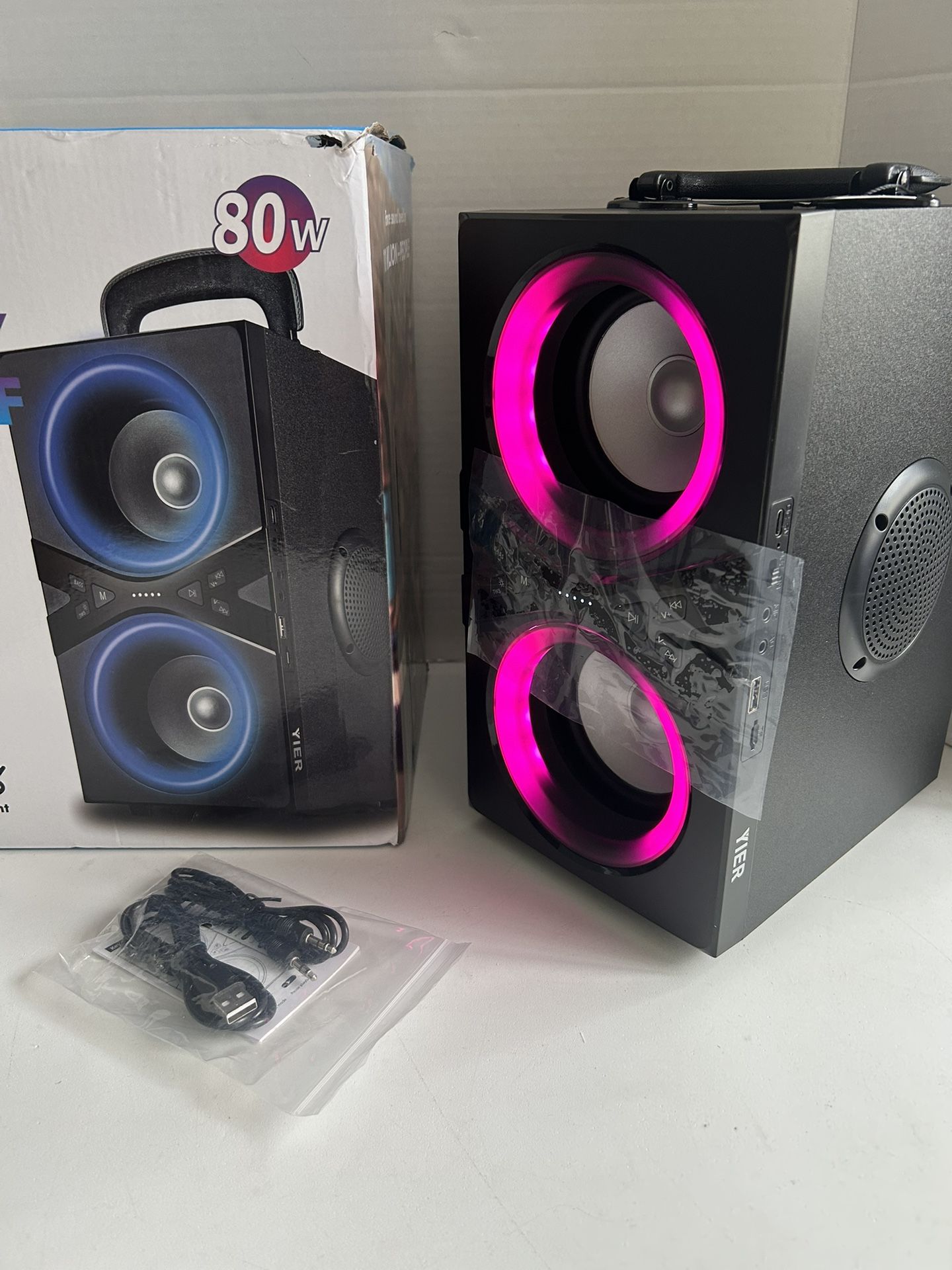 Yier 80 Watts Portable Party Proof Wireless Dual Beat Speaker Model BB-02 Bass Up