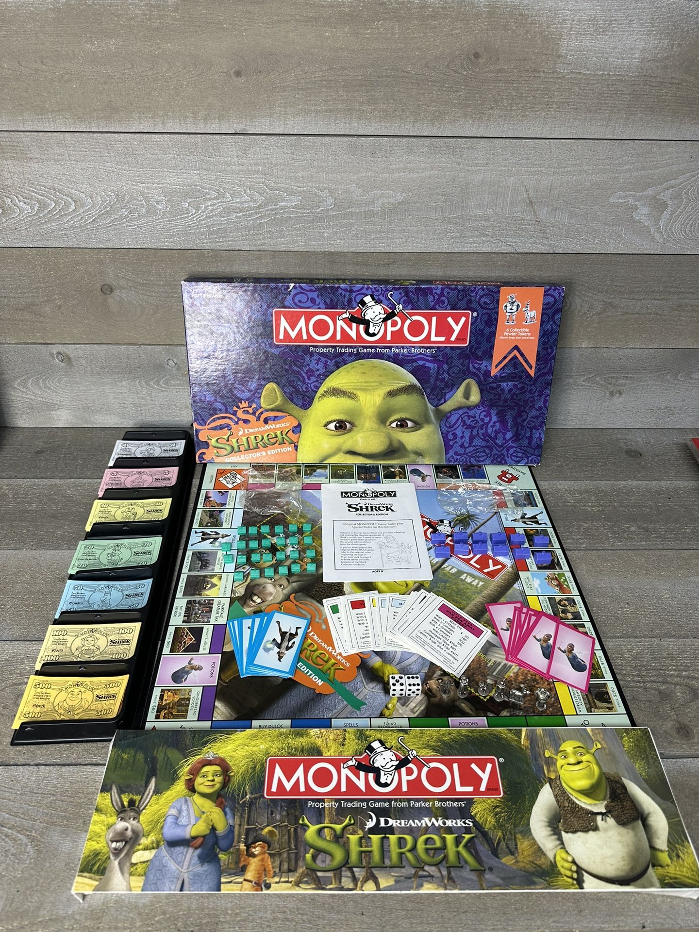 Shrek Monopoly Board Game Collector's Edition 2007 99% Complete Missing 4 Houses