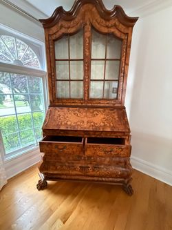 Vintage Italian baroque Secretary desk curio cabinet