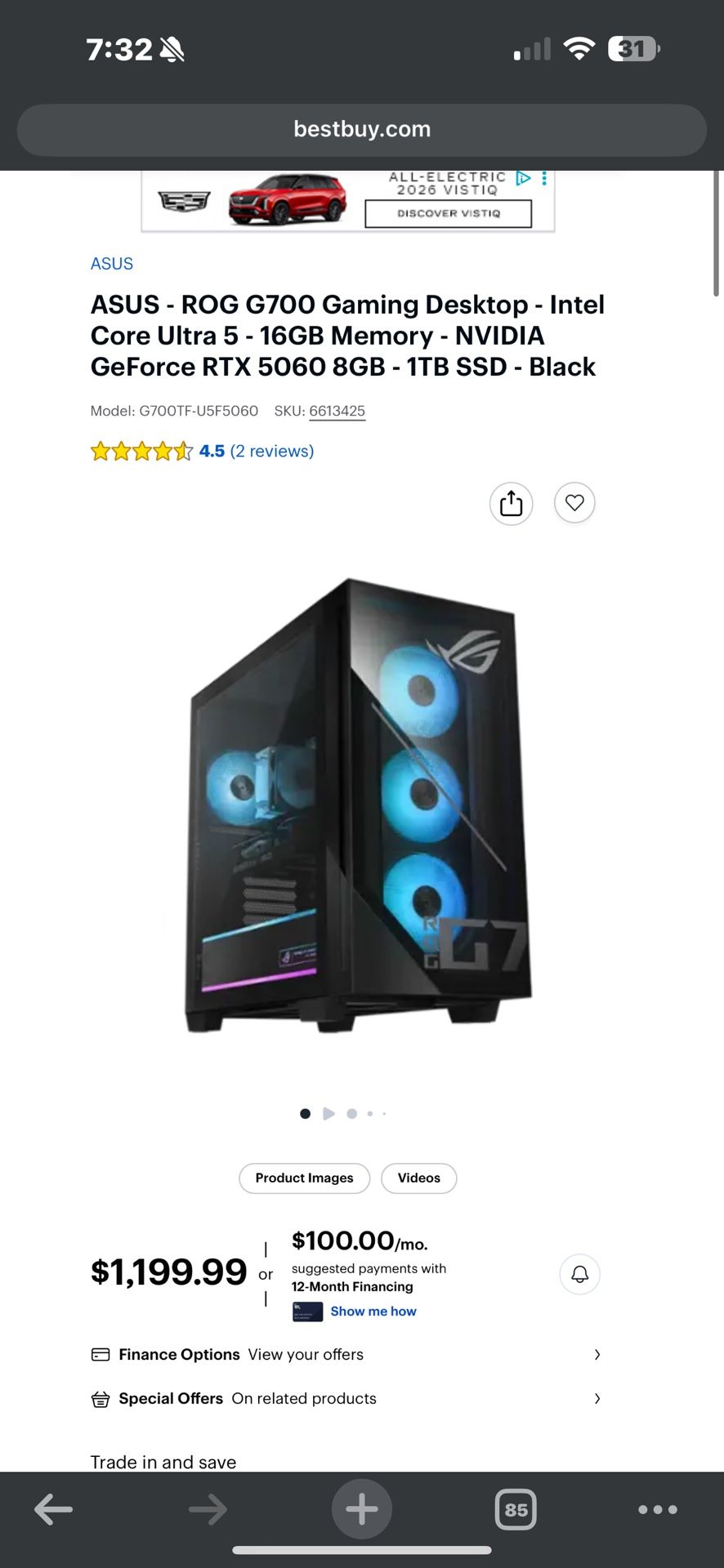 ASUS - ROG G700 Gaming Desktop - Intel Core Ultra 5