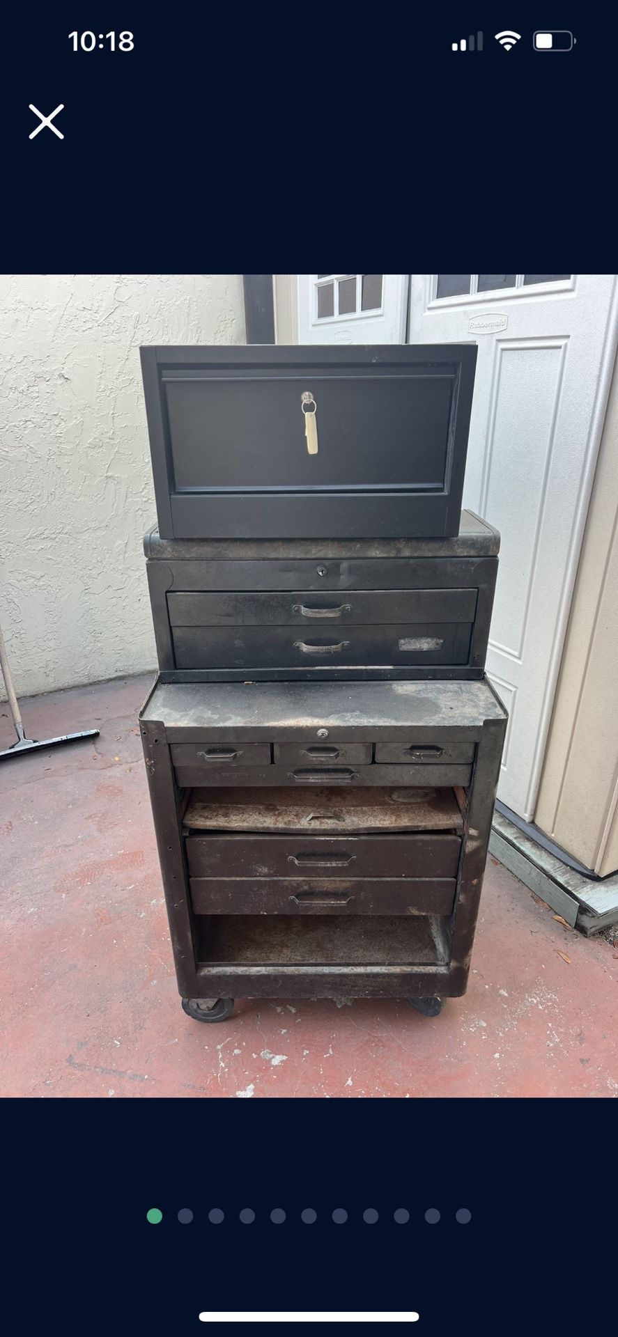 Vintage Toolbox Craftsman Tool Box Rolling 2 Piece With Extra Metal Drawer Cabinet