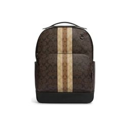 Coach Outlet Graham Backpack In Blocked Signature Canvas With Varsity Stripe