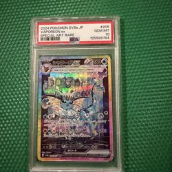 PSA 10 Vaporeon ex SAR 205/187 sv8a Terastal Festival Japanese 2024 Pokemon Card