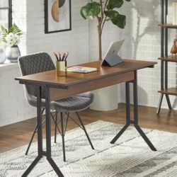 Spacious Writing Computer Desk Sturdy Walnut Finished