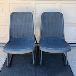 Set of 2 Patio Chairs. These chairs are known for their modern, low-profile design and durable resin construction that mimics the look of rattan.