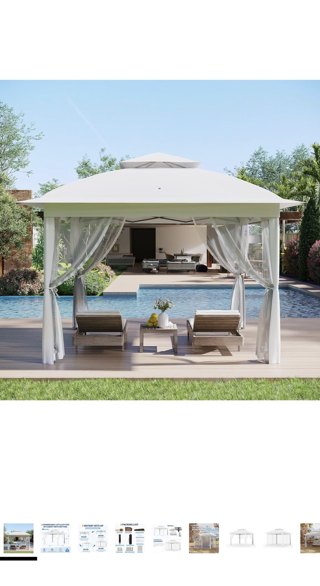 Outdoor Canopy Tent with Mosquito Netting, 11 ft for Patio, Outdoor Gazebo with Portable Carrying Bag