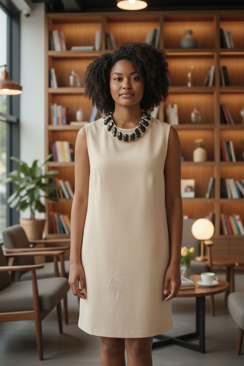Milly of New York Ivory Embellished Collar Shift Dress – Size L
