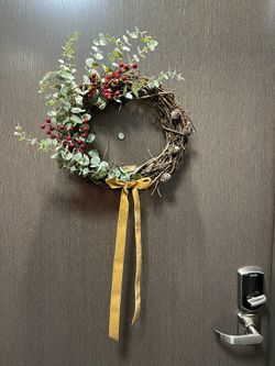 Holiday Wreath – Natural Grapevine, Eucalyptus, and Berries