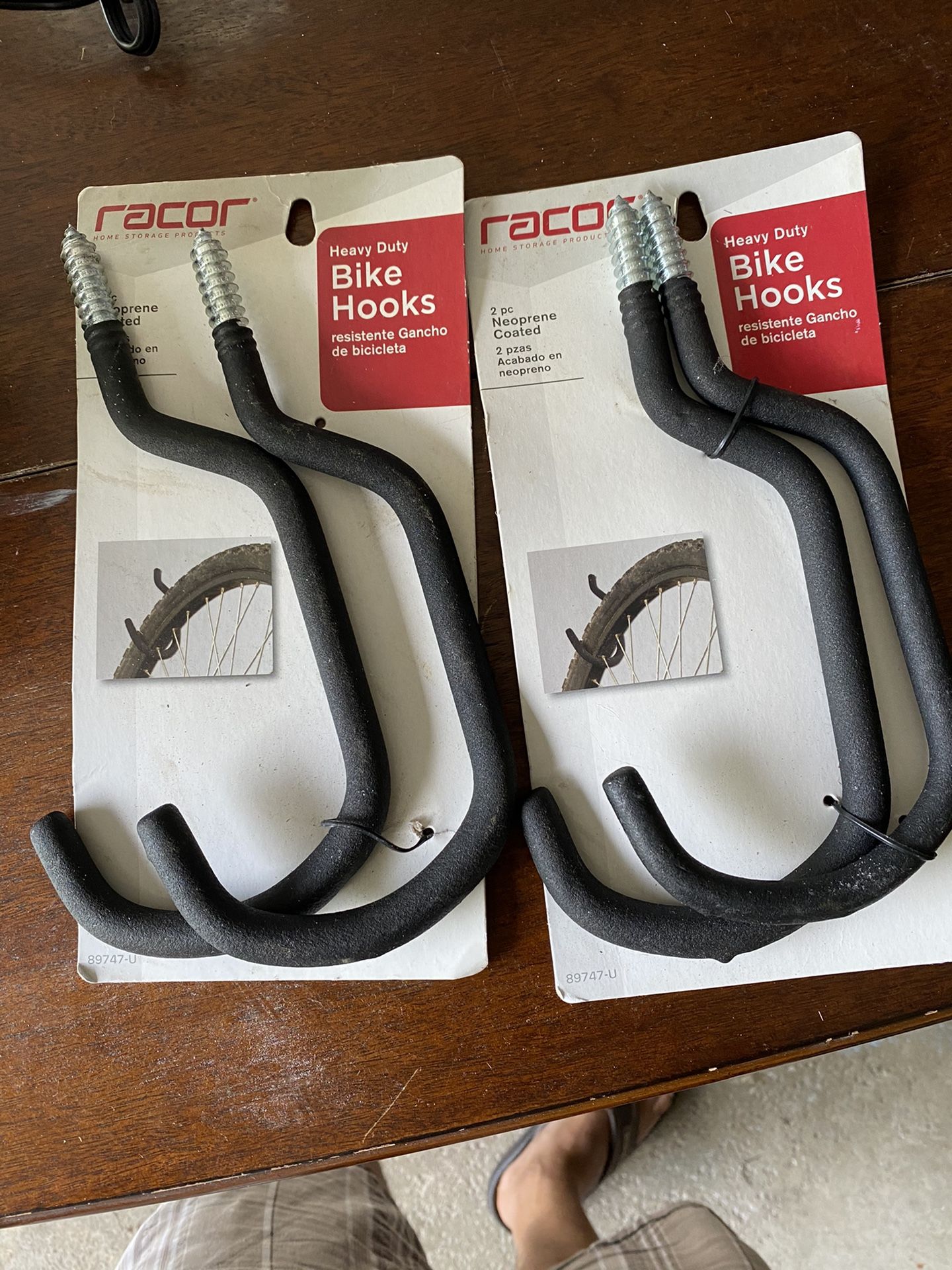 Bike hooks - never used - 2 sets of 2