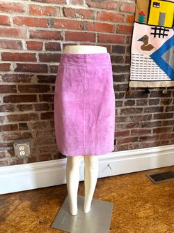 Vintage Pink Suede Pencil Skirt Express Genuine Leather Size 5/6 