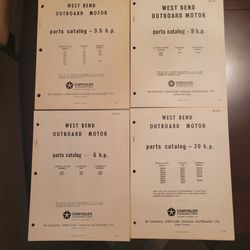 1965 CHRYSLER Outboard Motor Parts Manuals, Mint Condition,  3.5 Hp To 80 HP
