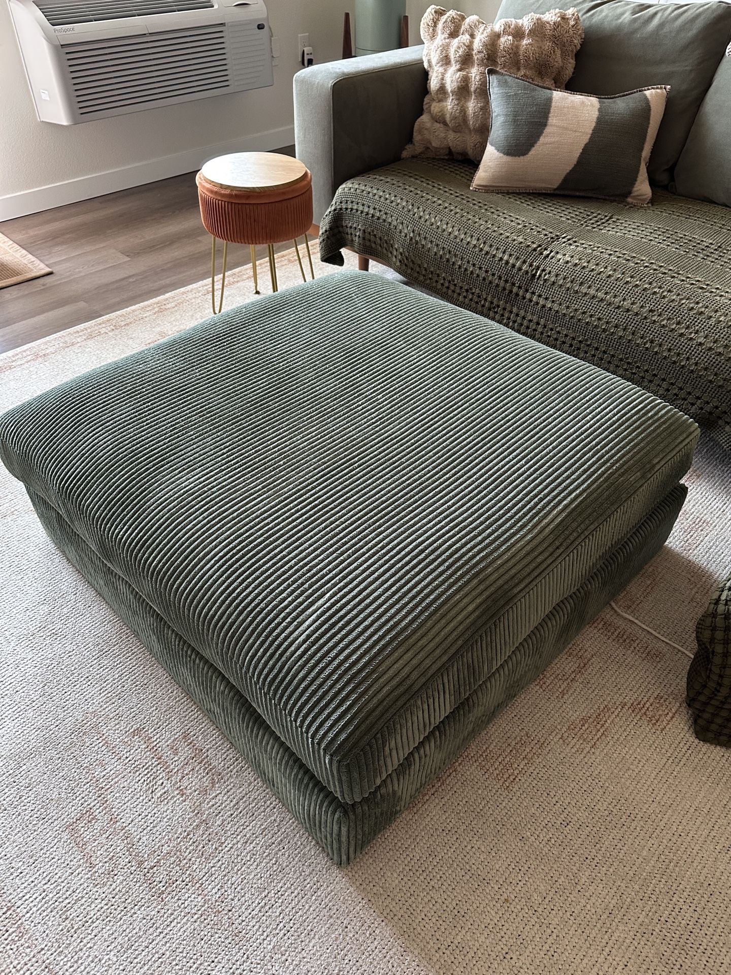 Green Upholstered Ottoman