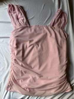 Pink Mesh Ruched Top