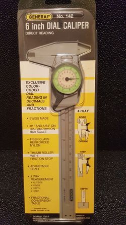 GENERAL TOOLS 142 6" English & Metric Plastic Dial Caliper