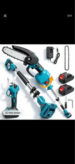 3-in-1 Cordless Pole Saw & Mini Chainsaw Garden Tools Set with 2 Batteries