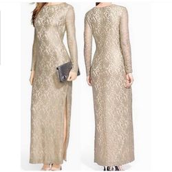 Lauren Ralph Lauren Lace Metallic Evening Dress/Gown size 6P