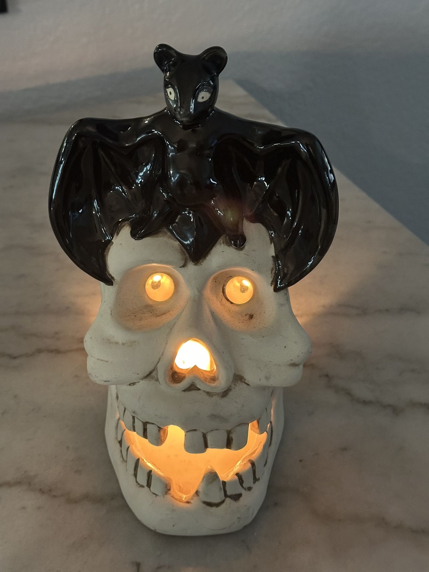 Skull Candle Holder 10-1/2” New