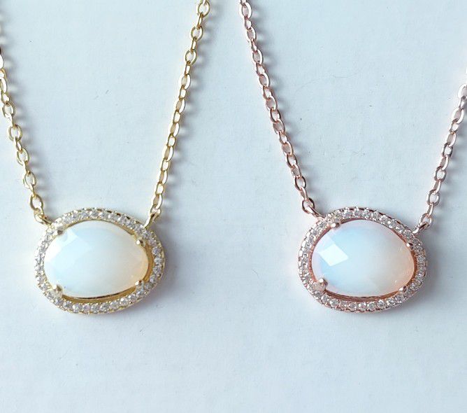 Moonstone Necklace In Gold And Rose Gold (Lowered Price)