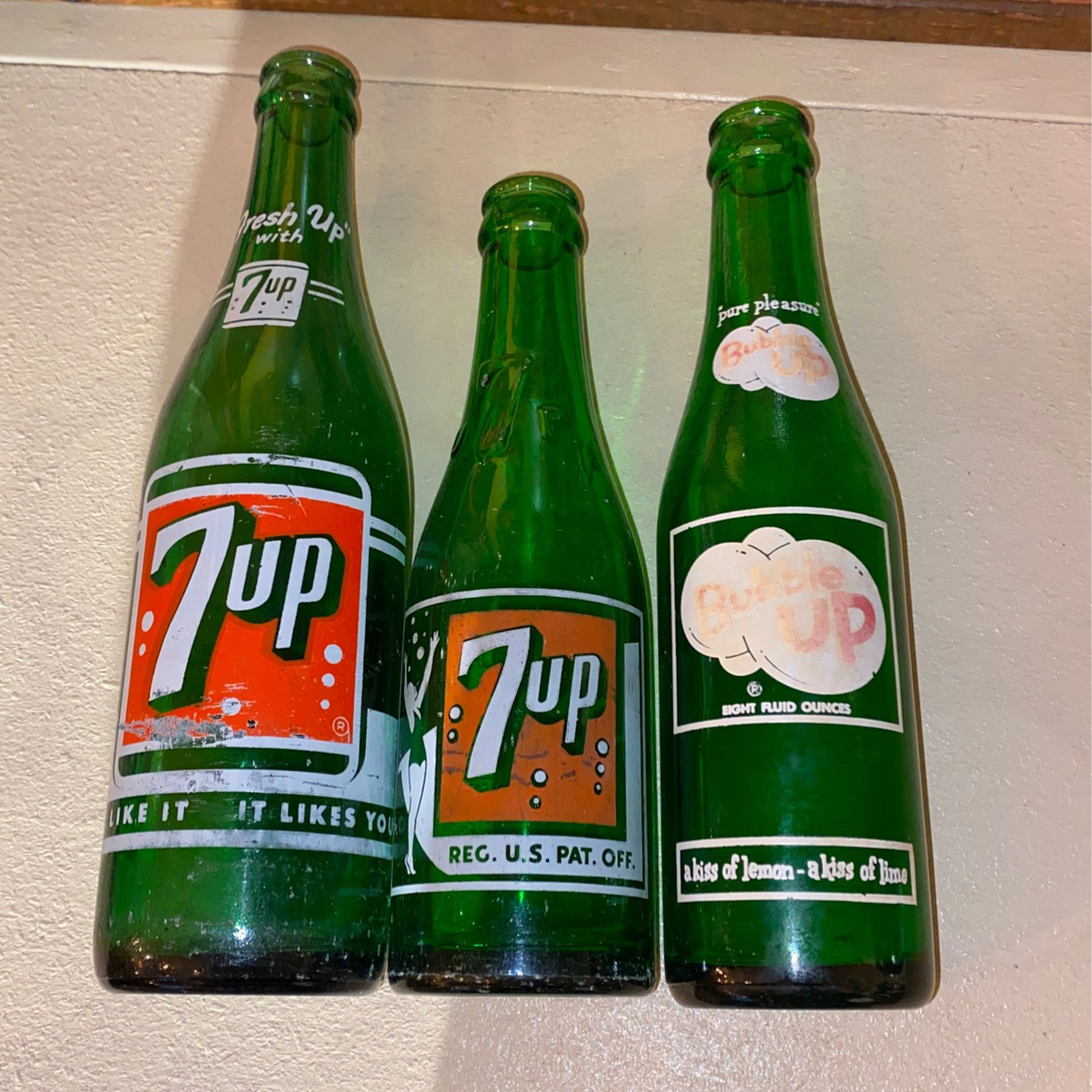 Vintage 7-Up bottles