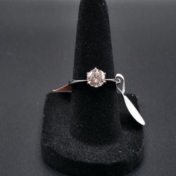 1 Ct Tiffany Style, Stamped Sterling Silver, Genuine Moissanite Engagement Ring