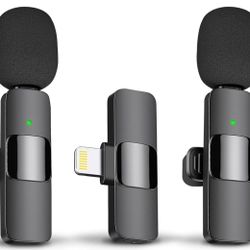 Professional Wireless Lavalier Lapel Microphone for iPhone, iPad - Cordless Omnidirectional Condenser Recording Mic for Interview Video Podcast Vlog Y
