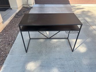 Black Metal Frame Desk with Lower Shelf