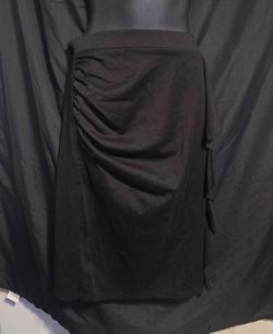 Sultry Black Ruched Side Cascade Ruffle Midi Skirt