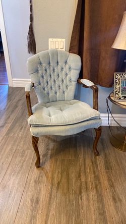 Vintage Tufted Armchair with Wood Frame