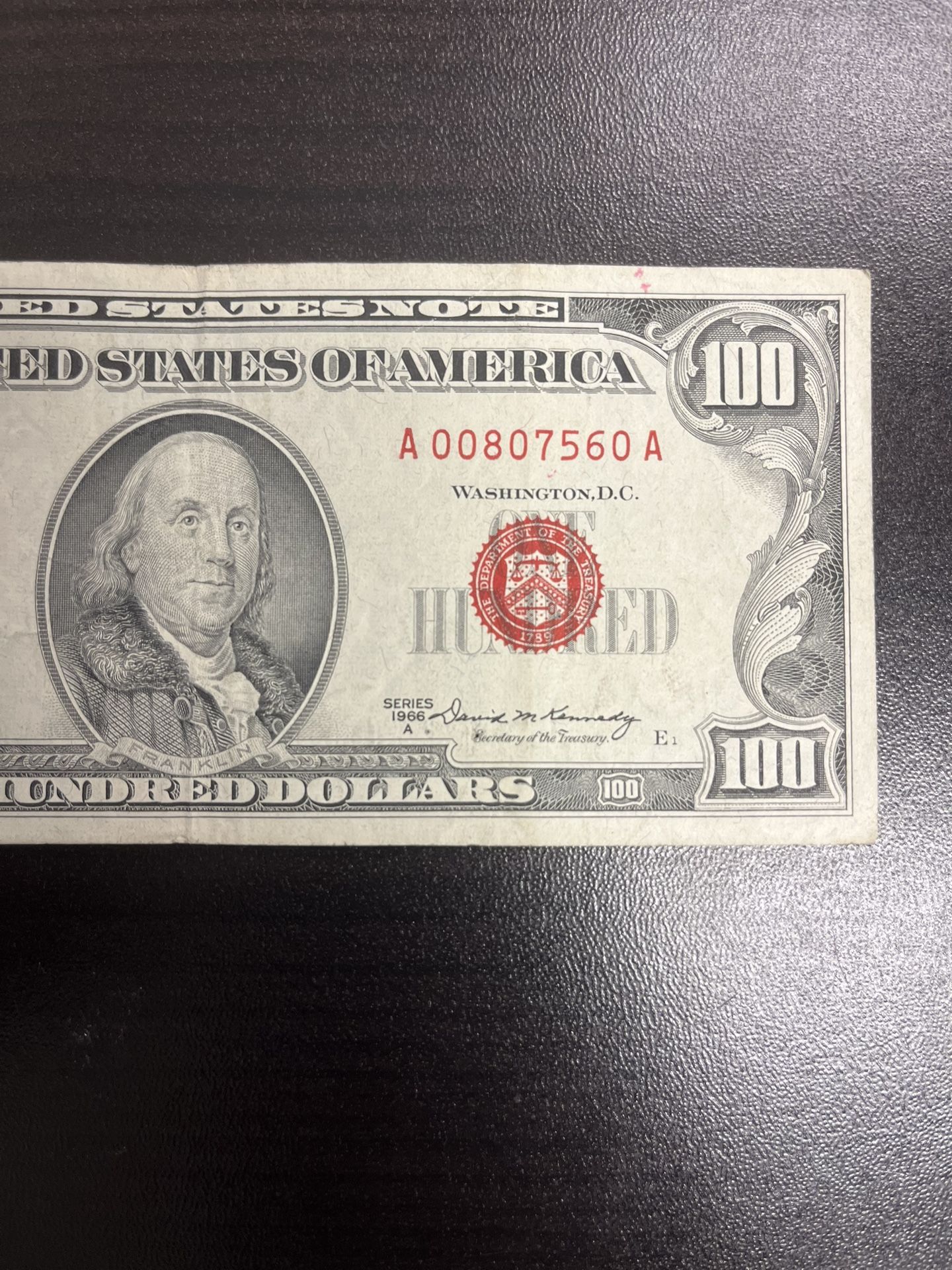 1966 $100 Red Seal United States Paper Money