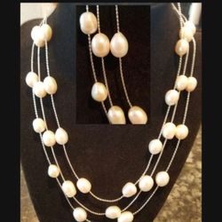 Triple Strand Of Large Pearls
