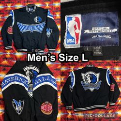 RARE NBA Dallas Mavericks Jh Design Black Blue Jacket Men’s Size Large