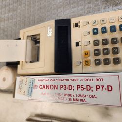 Cannon Electric Calculater Works Good. Extra Rolls Of Paper. Vintage  Early 1980's