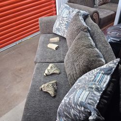 Sofa and Love Seat With End Tables and Lamps