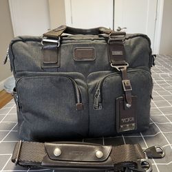 TUMI Alpha Bravo Davis Briefcase Laptop Bag – Black Nylon & Leather – Excellent Condition