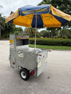 Hot Dog Street Vending Cart with Umbrella - New wheels and sink