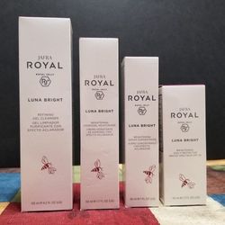 Jafra Royal Luna Bright Refining Gel Cleanser, Brightening Hydrogel Moisturizer, Brightening Serum Concentrate, Brightening Daily Protector Broad Spec