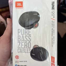 Brand New JBL Tune120 Black True Wireless Pure Base Bluetooth In Ear Headphone 120tws black